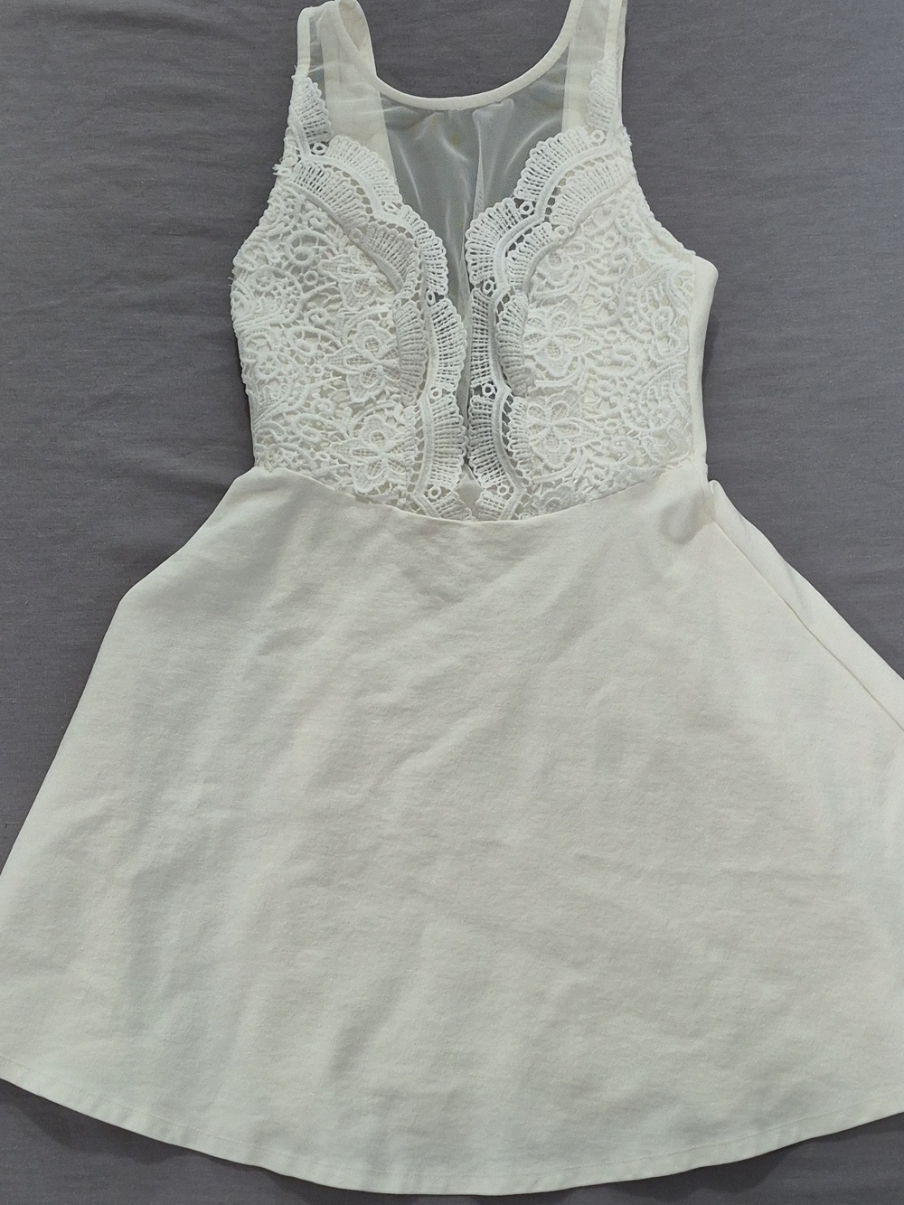 Lulus Ivory Lace-Trim Dress